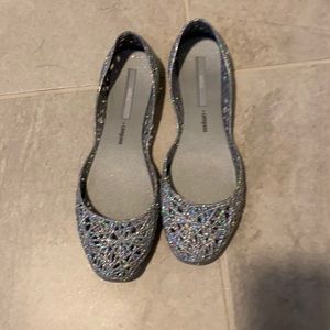 Melissa&campana glitter ballet flat silver